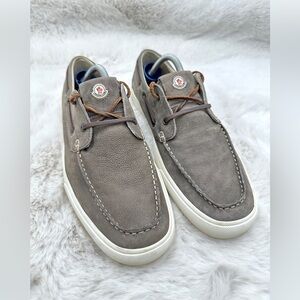Moncler Ramatuel Deck Suede Boat Shoes Tan Moc Toe Loafers Men’s 9 EU 42 Italy